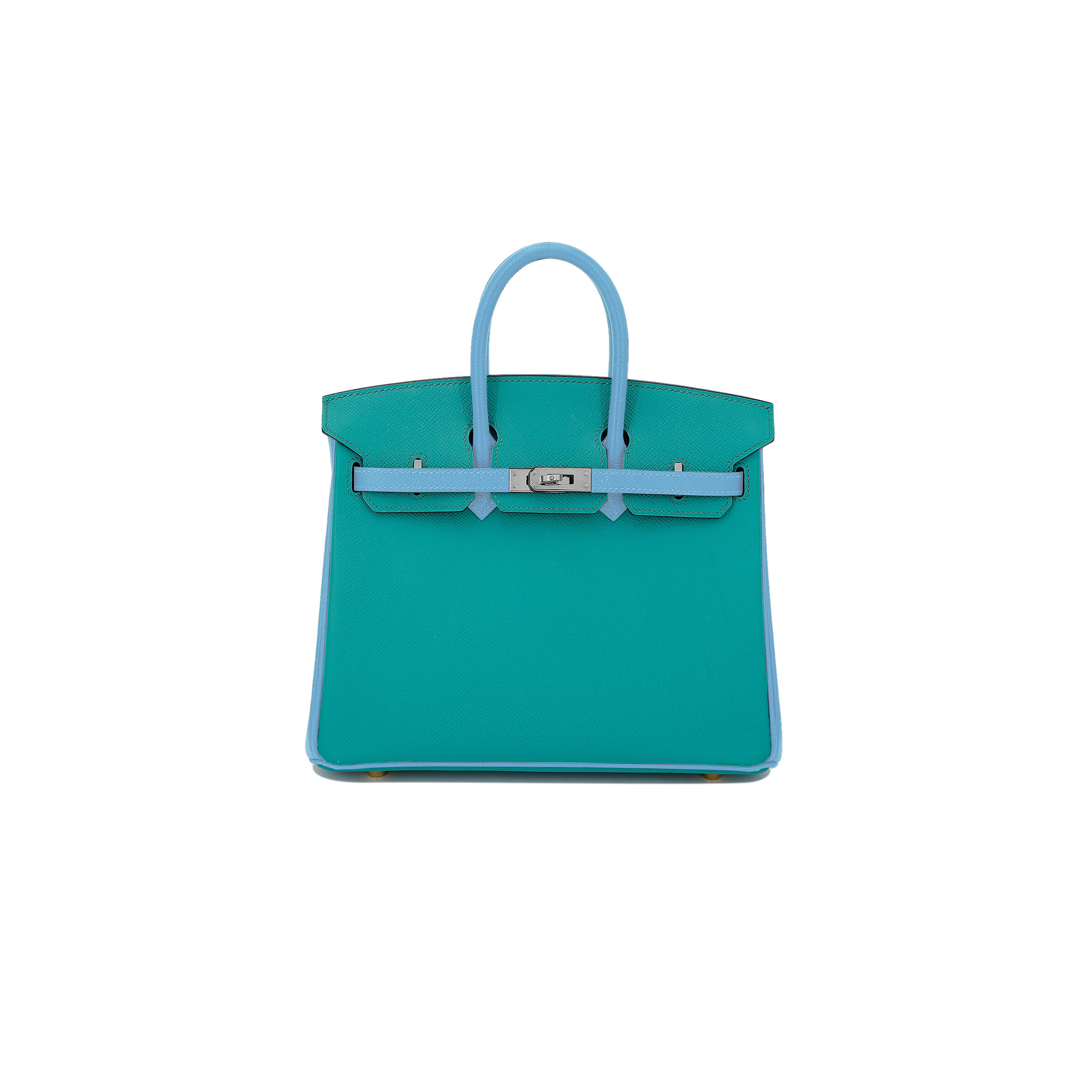 H**me5 BIRKIN 30 EPSOM PEACOCK GREEN AND DENIM BLUE WITH SILVER BUCKLE BAG H028369CK74 (30*23*15cm) Master Quality
